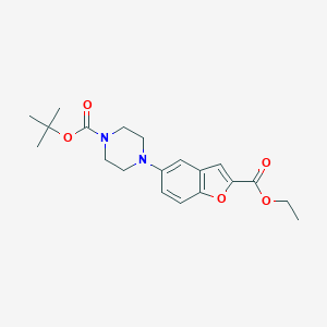 molecular formula C20H26N2O5 B176833 叔丁基 4-(2-(乙氧羰基)苯并呋喃-5-基)哌嗪-1-羧酸酯 CAS No. 183288-43-9