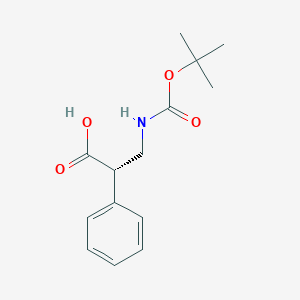 molecular formula C14H19NO4 B177337 (S)-3-((tert-Butoxycarbonyl)amino)-2-phenylpropanoic acid CAS No. 136916-26-2
