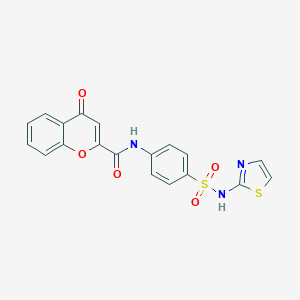 molecular formula C19H13N3O5S2 B017755 4H-1-Benzopyran-2-carboxanilide, 4-oxo-4'-(2-thiazolylsulfamoyl)- CAS No. 19730-07-5
