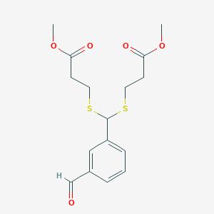 molecular formula C16H20O5S2 B177654 Dimethyl 3,3'-(((3-formylphenyl)methylene)bis(sulfanediyl))dipropanoate CAS No. 115104-22-8