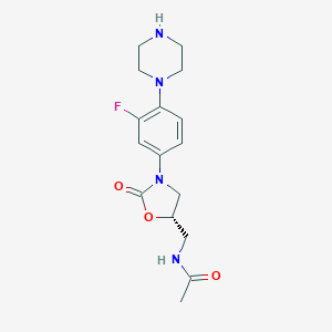 molecular formula C16H21FN4O3 B177664 (S)-N-((3-(3-fluoro-4-(piperazin-1-yl)phenyl)-2-oxooxazolidin-5-yl)methyl)acetamide CAS No. 154590-66-6