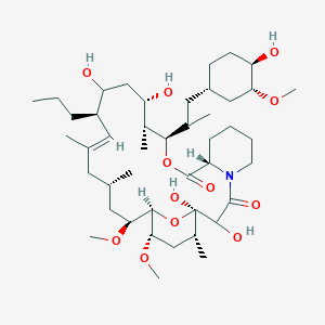 molecular formula C44H77NO12 B177779 (1R,9S,12R,13R,14S,17R,18E,21S,23S,24R,25S,27R)-1,2,14,16-Tetrahydroxy-12-[1-[(1S,3R,4R)-4-hydroxy-3-methoxycyclohexyl]propan-2-yl]-23,25-dimethoxy-13,19,21,27-tetramethyl-17-propyl-11,28-dioxa-4-azatricyclo[22.3.1.04,9]octacos-18-ene-3,10-dione CAS No. 117313-08-3