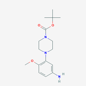 molecular formula C16H25N3O3 B177834 Tert-butyl 4-(5-amino-2-methoxyphenyl)piperazine-1-carboxylate CAS No. 148546-91-2