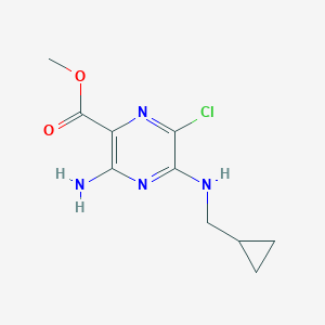 molecular formula C10H13ClN4O2 B177847 Methyl 3-amino-6-chloro-5-[(cyclopropylmethyl)amino]pyrazine-2-carboxylate CAS No. 1144-56-5