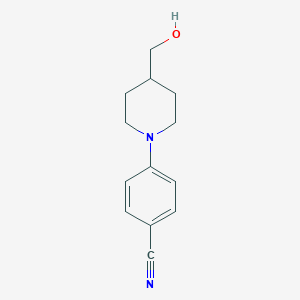 molecular formula C13H16N2O B177947 4-(4-(Hydroxymethyl)piperidin-1-yl)benzonitrile CAS No. 162997-46-8