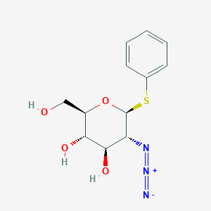 molecular formula C12H15N3O4S B177952 (2R,3S,4R,5R,6S)-5-Azido-2-(hydroxymethyl)-6-phenylsulfanyloxane-3,4-diol CAS No. 166516-67-2