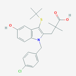 molecular formula C24H28ClNO3S B178331 3-(3-(tert-Butylthio)-1-(4-chlorobenzyl)-5-hydroxy-1H-indol-2-yl)-2,2-dimethylpropanoic acid CAS No. 148693-71-4