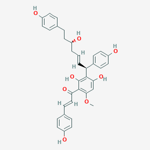 B178460 (E)-1-[2,4-Dihydroxy-3-[(E,1S,5S)-5-hydroxy-1,7-bis(4-hydroxyphenyl)hept-2-enyl]-6-methoxyphenyl]-3-(4-hydroxyphenyl)prop-2-en-1-one CAS No. 164991-53-1