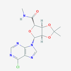molecular formula C14H16ClN5O4 B178498 1-(6-Chloro-9H-purin-9-yl)-1-deoxy-N-methyl-2,3-O-isopropylidene-beta-D-ribofuranuronamide CAS No. 152918-47-3