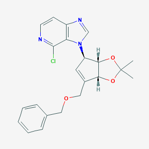 molecular formula C22H22ClN3O3 B178723 3-((3aS,4R,6aR)-6-(benzyloxymethyl)-2,2-dimethyl-4,6a-dihydro-3aH-cyclopenta[d][1,3]dioxol-4-yl)-4-chloro-3H-imidazo[4,5-c]pyridine CAS No. 105522-24-5
