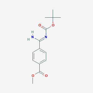 molecular formula C14H18N2O4 B178921 methyl 4-(N-(tert-butoxycarbonyl)carbamimidoyl)benzoate CAS No. 135321-84-5