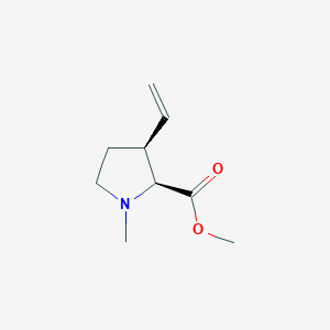 molecular formula C9H15NO2 B178951 D-Proline, 3-ethenyl-1-methyl-, methyl ester, (3R)-rel-(9CI) CAS No. 199917-93-6