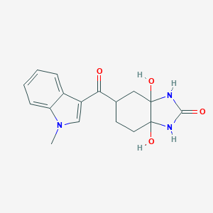 molecular formula C17H19N3O4 B179767 3a,7a-二羟基-5-(1-甲基-1H-吲哚-3-羰基)-六氢-1H-苯并[d]咪唑-2(3H)-酮 CAS No. 171967-74-1