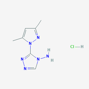 molecular formula C7H11ClN6 B179941 3-(3,5-dimethyl-1H-pyrazol-1-yl)-4H-1,2,4-triazol-4-amine hydrochloride CAS No. 121378-82-3