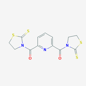 molecular formula C13H11N3O2S4 B180051 [6-(2-Sulfanylidene-1,3-thiazolidine-3-carbonyl)pyridin-2-yl]-(2-sulfanylidene-1,3-thiazolidin-3-yl)methanone CAS No. 156458-78-5