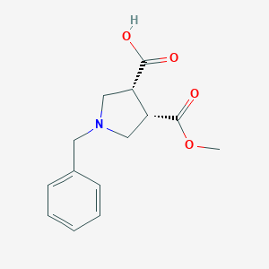 molecular formula C14H17NO4 B180365 cis-1-Benzyl-4-(methoxycarbonyl)pyrrolidine-3-carboxylic acid CAS No. 165036-59-9