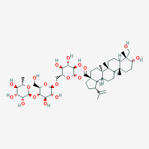 molecular formula C48H78O18 B180438 [(2S,3R,4S,5S,6R)-6-[[(2R,3R,4R,5S,6R)-3,4-二羟基-6-(羟甲基)-5-[(2S,3R,4R,5R,6S)-3,4,5-三羟基-6-甲基氧杂环己烷-2-基]氧氧杂环己烷-2-基]氧甲基]-3,4,5-三羟基氧杂环己烷-2-基] (1R,3aS,5aR,5bR,7aR,8R,9R,11aR,11bR,13aR,13bR)-9-羟基-8-(羟甲基)-5a,5b,8,11a-四甲基-1-丙-1-烯-2-基-1,2,3,4,5,6,7,7a,9,10,11,11b,12,13,13a,13b-十六氢环戊[a]菲-3a-羧酸酯 CAS No. 162341-29-9