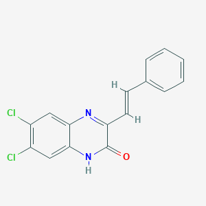 molecular formula C16H10Cl2N2O B182239 6,7-二氯-3-苯乙烯基喹喔啉-2-醇 CAS No. 149366-37-0