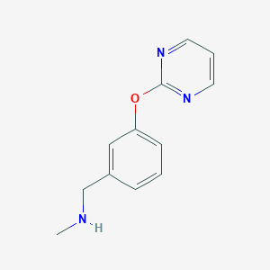 molecular formula C12H13N3O B182730 Benzenemethanamine, N-methyl-3-(2-pyrimidinyloxy)- CAS No. 828242-93-9