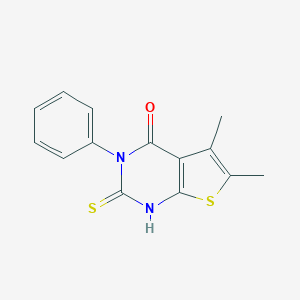 molecular formula C14H12N2OS2 B182859 5,6-dimethyl-3-phenyl-2-thioxo-2,3-dihydrothieno[2,3-d]pyrimidin-4(1H)-one CAS No. 59898-64-5