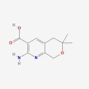 molecular formula C11H14N2O3 B183003 2-amino-6,6-dimethyl-5,8-dihydro-6H-pyrano[3,4-b]pyridine-3-carboxylic acid CAS No. 494776-07-7