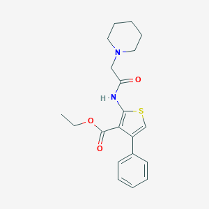B183104 3-Thiophenecarboxylic acid, 4-phenyl-2-((1-piperidinylacetyl)amino)-, ethyl ester CAS No. 77261-22-4