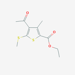 molecular formula C11H14O3S2 B183216 4-乙酰基-3-甲基-5-(甲硫基)噻吩-2-羧酸乙酯 CAS No. 74597-79-8