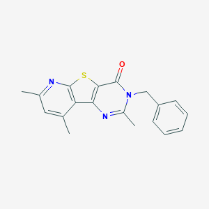 B183265 Pyrido(3',2':4,5)thieno(3,2-d)pyrimidin-4(3H)-one, 3-(phenylmethyl)-2,7,9-trimethyl- CAS No. 89481-28-7