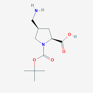 molecular formula C11H20N2O4 B183344 (2S,4R)-4-(aminomethyl)-1-(tert-butoxycarbonyl)pyrrolidine-2-carboxylic acid CAS No. 132622-72-1