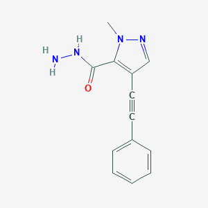 molecular formula C13H12N4O B183352 1H-Pyrazole-5-carboxylic acid, 1-methyl-4-(phenylethynyl)-, hydrazide CAS No. 87612-14-4