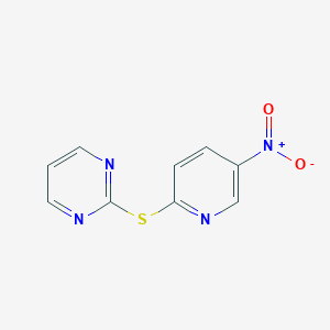 molecular formula C9H6N4O2S B183406 Pyrimidine, 2-((5-nitro-2-pyridinyl)thio)- CAS No. 66474-51-9