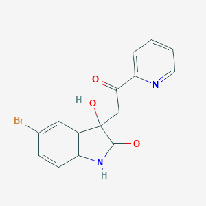 molecular formula C15H11BrN2O3 B183452 5-bromo-3-hydroxy-3-[2-oxo-2-(pyridin-2-yl)ethyl]-1,3-dihydro-2H-indol-2-one CAS No. 83393-50-4
