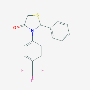 molecular formula C16H12F3NOS B183612 2-Phenyl-3-[4-(trifluoromethyl)phenyl]-1,3-thiazolidin-4-one CAS No. 118416-43-6