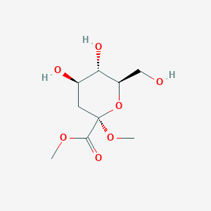 molecular formula C9H16O7 B018365 Methyl (Methyl 3-Deoxy-D-arabino-heptulopyranosid)uronate CAS No. 85549-51-5