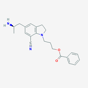 molecular formula C22H25N3O2 B018372 5-[(2R)-2-氨基丙基]-1-[3-(苯甲酰氧基)丙基]-2,3-二氢-1H-吲哚-7-腈 CAS No. 239463-72-0