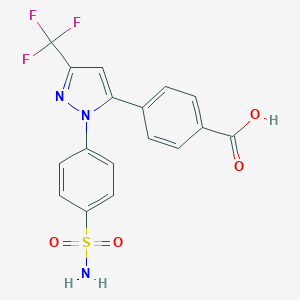 molecular formula C17H12F3N3O4S B018387 4-(1-(4-(Aminosulfonyl)phenyl)-3-(trifluoromethyl)-1H-pyrazol-5-yl)benzoic acid CAS No. 170571-01-4