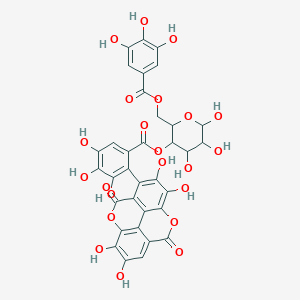 molecular formula C34H24O22 B018409 [4,5,6-Trihydroxy-2-[(3,4,5-trihydroxybenzoyl)oxymethyl]oxan-3-yl] 3,4,5-trihydroxy-2-(6,7,13,14-tetrahydroxy-3,10-dioxo-2,9-dioxatetracyclo[6.6.2.04,16.011,15]hexadeca-1(15),4(16),5,7,11,13-hexaen-5-yl)benzoate CAS No. 103744-86-1