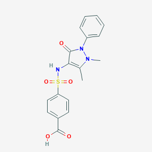 molecular formula C18H17N3O5S B184092 4-[(1,5-dimethyl-3-oxo-2-phenyl-2,3-dihydro-1H-pyrazol-4-yl)sulfamoyl]benzoic acid CAS No. 31816-70-3