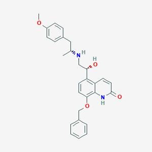 molecular formula C28H30N2O4 B184185 5-[(1R)-1-hydroxy-2-[[(2R)-1-(4-methoxyphenyl)propan-2-yl]amino]ethyl]-8-phenylmethoxy-1H-quinolin-2-one CAS No. 100429-06-9