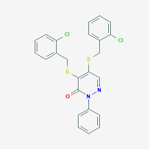 molecular formula C24H18Cl2N2OS2 B184306 4,5-Bis((2-chlorobenzyl)thio)-2-phenyl-3(2H)-pyridazinone CAS No. 5273-34-7