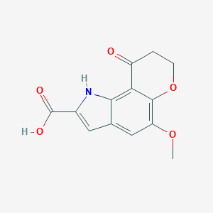 molecular formula C13H11NO5 B184789 Pyrano(2,3-g)indole-2-carboxylic acid, 1,7,8,9-tetrahydro-5-methoxy-9-oxo- CAS No. 81258-05-1