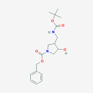 molecular formula C18H26N2O5 B185526 Benzyl 3-{[(tert-butoxycarbonyl)amino]methyl}-4-hydroxypyrrolidine-1-carboxylate CAS No. 169750-71-4