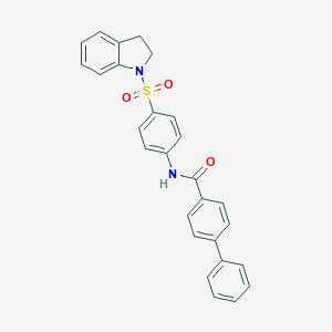 molecular formula C27H22N2O3S B185573 N-[4-(2,3-Dihydro-1H-indole-1-sulfonyl)phenyl][1,1'-biphenyl]-4-carboxamide CAS No. 6142-52-5