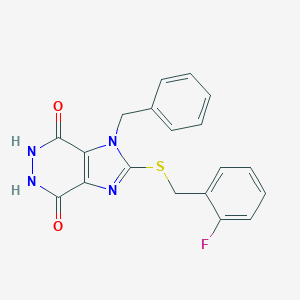 molecular formula C19H15FN4O2S B185728 1-Benzyl-2-[(2-fluorobenzyl)sulfanyl]-5,6-dihydro-1h-imidazo[4,5-d]pyridazine-4,7-dione CAS No. 3434-15-9