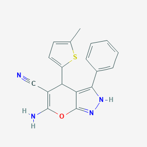 B186289 6-Amino-4-(5-methylthiophen-2-yl)-3-phenyl-2,4-dihydropyrano[2,3-c]pyrazole-5-carbonitrile CAS No. 5087-78-5