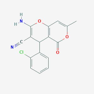 molecular formula C16H11ClN2O3 B186293 2-amino-4-(2-chlorophenyl)-7-methyl-5-oxo-4H,5H-pyrano[4,3-b]pyran-3-carbonitrile CAS No. 220986-34-5