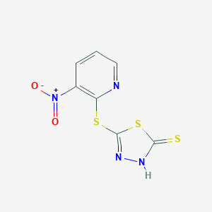 B186350 1,3,4-Thiadiazole-2(3H)-thione, 5-((3-nitro-2-pyridinyl)thio)- CAS No. 73768-73-7