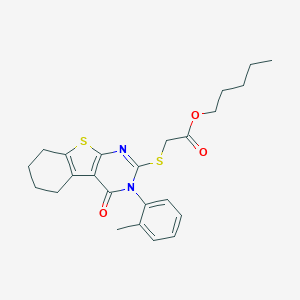 B186411 Pentyl {[3-(2-methylphenyl)-4-oxo-3,4,5,6,7,8-hexahydro[1]benzothieno[2,3-d]pyrimidin-2-yl]sulfanyl}acetate CAS No. 4633-44-7
