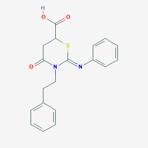 B186443 4-Oxo-3-phenethyl-2-phenylimino-1,3-thiazinane-6-carboxylic acid CAS No. 5933-05-1