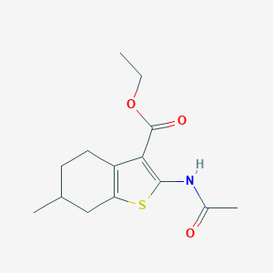 B186454 Ethyl 4,5,6,7-tetrahydro-2-(acetylamino)-6-methylbenzo(b)thiophene-3-carboxylate CAS No. 76981-73-2